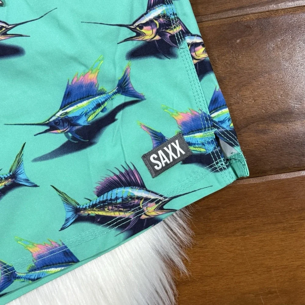 Saxx‎ Men's Size Medium Fish Print Oh Buoy 2N1 Volley 7